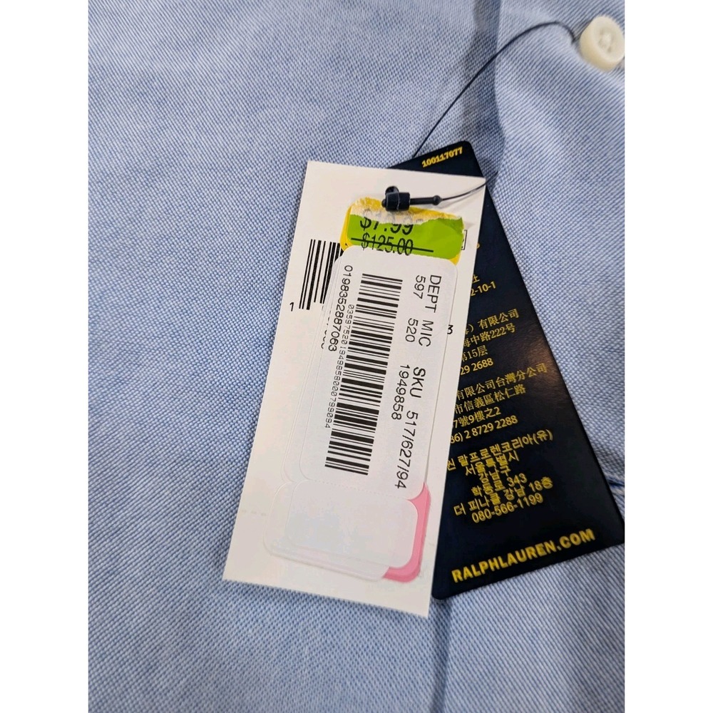 NWT Polo Ralph Lauren Big & Tall 2XLT Oxford Camp Shirt Light Blue Short Sleeve - Picture 10 of 12